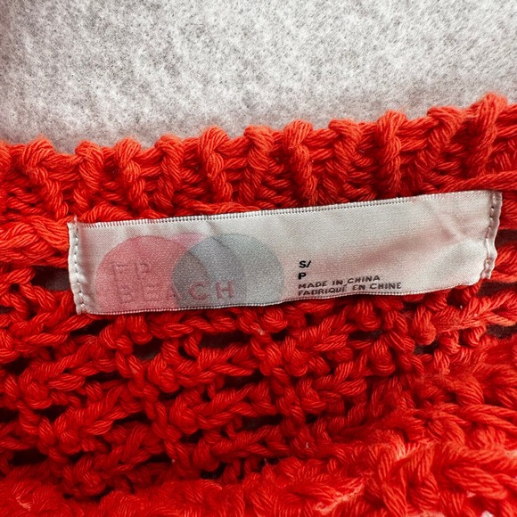 Free People FP Beach Tank Top Womens SMALL Orange Sleeveless Crochet Knit - Picture 8 of 13